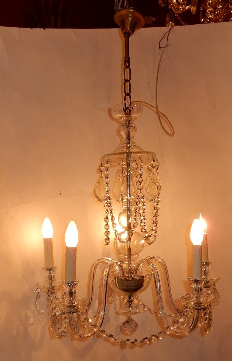 1950 ′ 5 Arms Bohemian Crystal Chandelier-photo-3