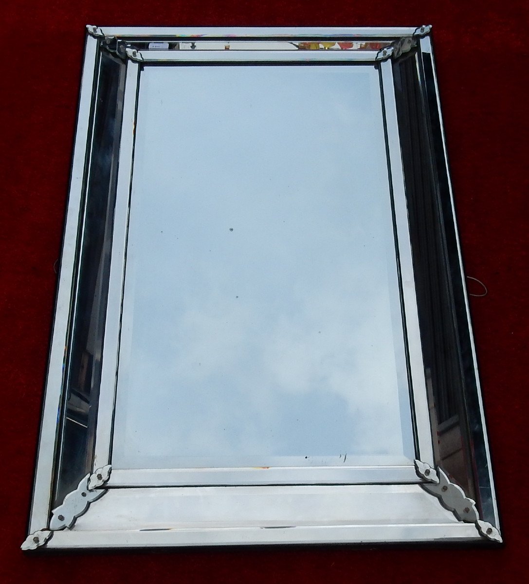 1950 'venice Mirror With Rectangular Parecloses Very Sober 137 X 90 Cm