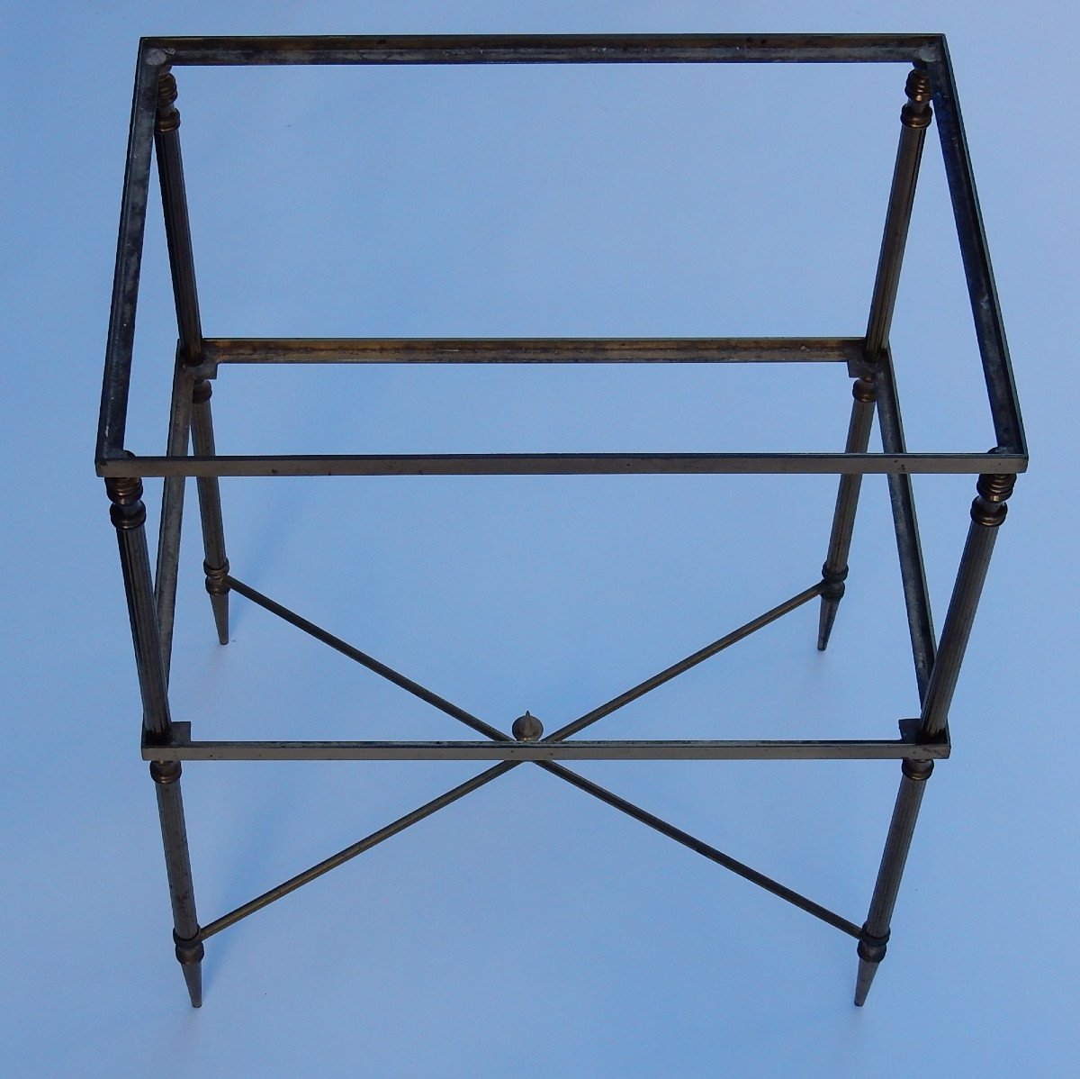 1950/70 ′ Pair Of Bronze Sofa Ends, 2 Oxidized Mirror Trays, Maison Baguès Style-photo-1