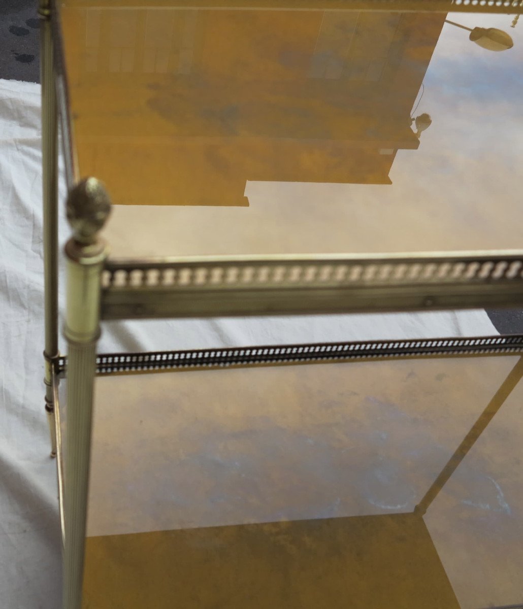 Bronze Shelf With Maison Baguès Gallery And 2 Gold Oxidized Mirror Trays-photo-2