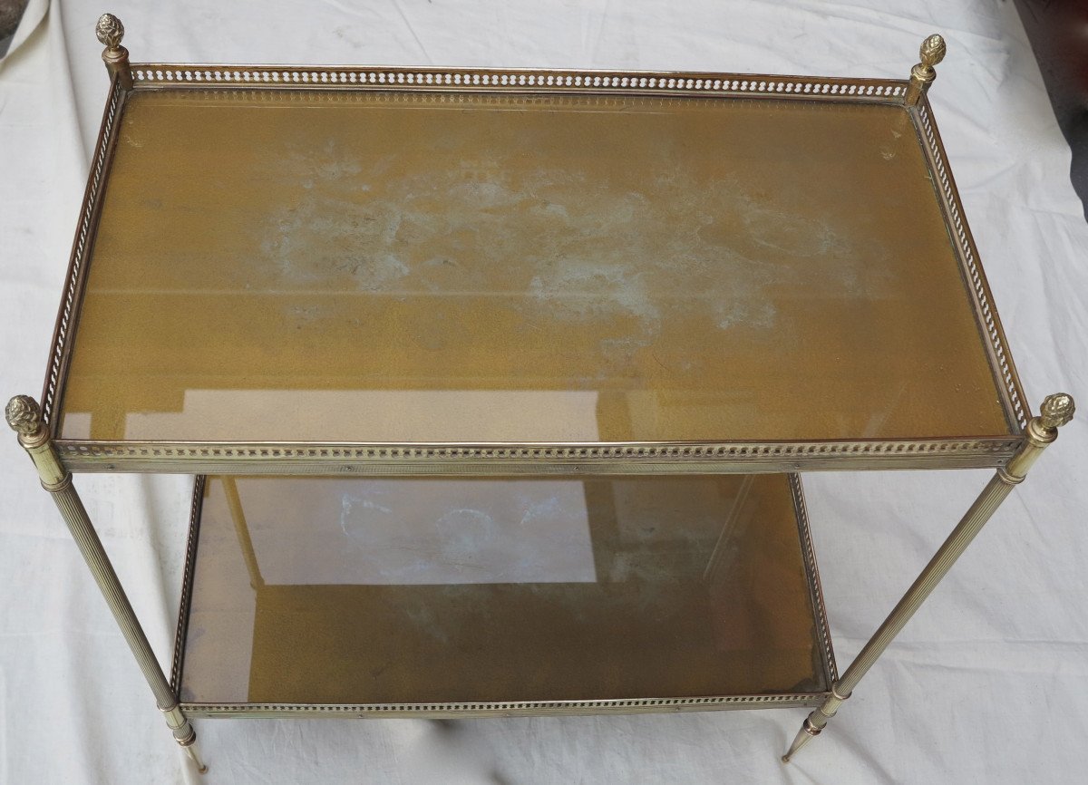 Bronze Shelf With Maison Baguès Gallery And 2 Gold Oxidized Mirror Trays