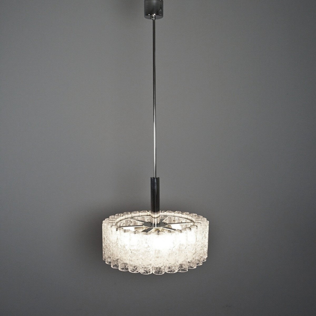 1970 ′ Chandelier Venini Doria Murano Venini 27 Tubes 6 Bulbs-photo-2