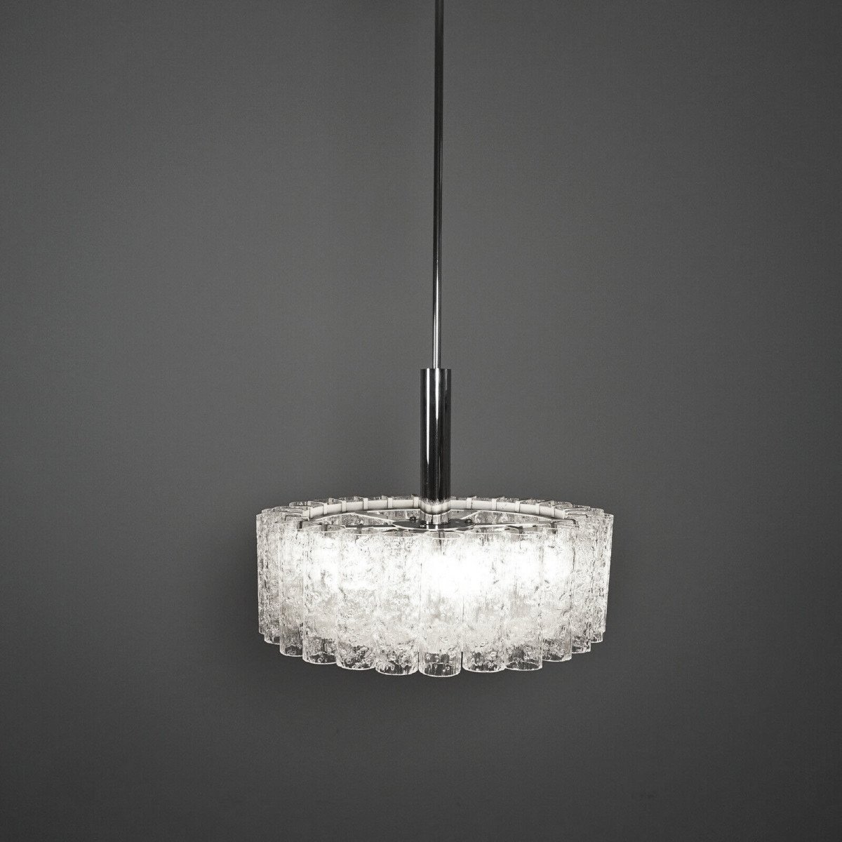 1970 ′ Chandelier Venini Doria Murano Venini 27 Tubes 6 Bulbs-photo-4