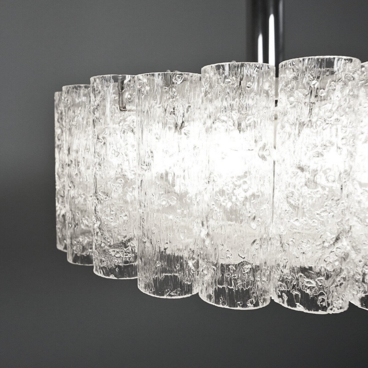 1970 ′ Chandelier Venini Doria Murano Venini 27 Tubes 6 Bulbs-photo-5