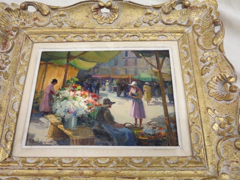 1950′ Tableau « Marché Aux Fleurs » Balmigère-photo-4