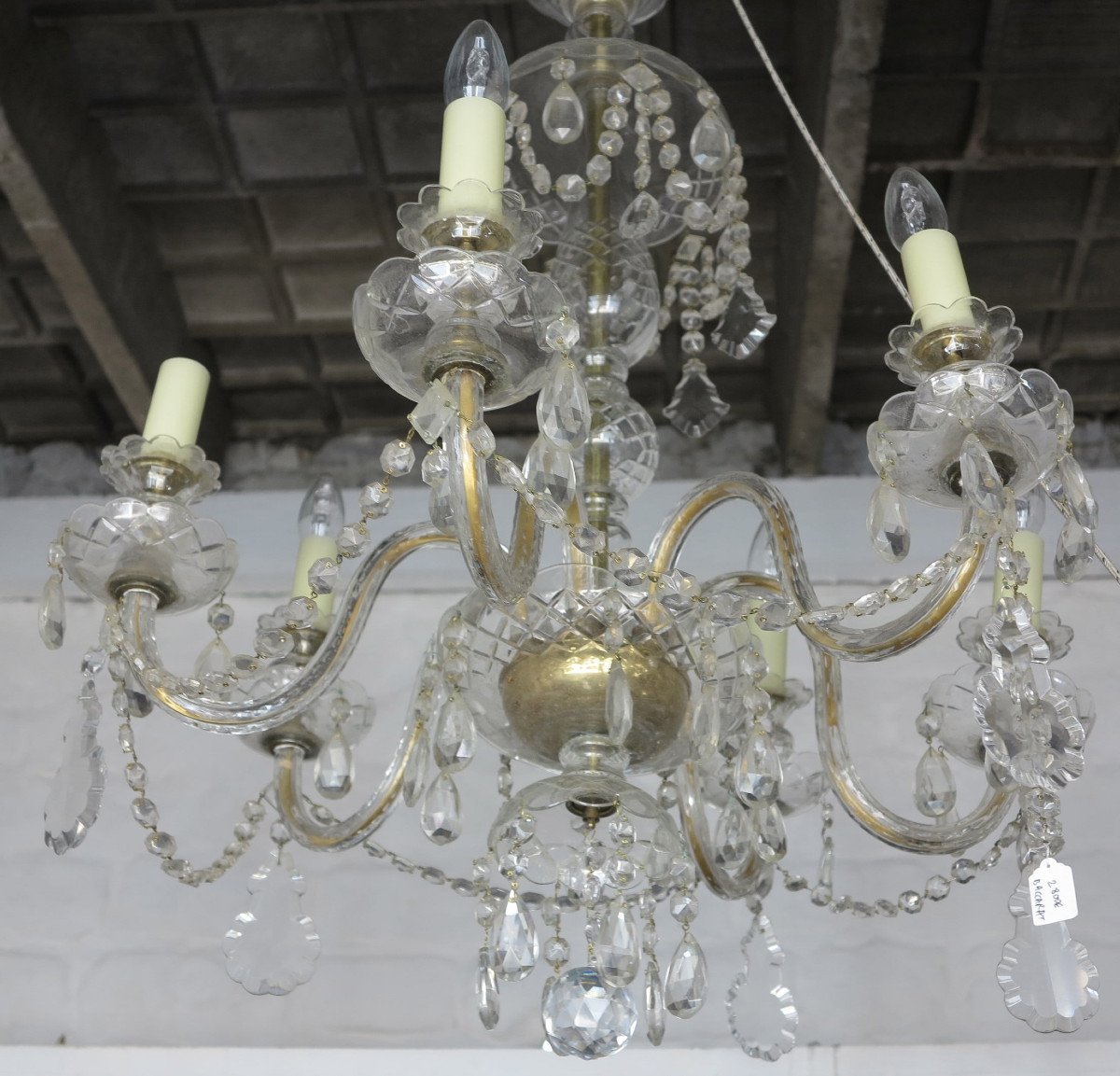 1950 ′ Bohemian Style Chandelier 6 Arms Of Lights Height 90 Diameter 68 Cm-photo-4