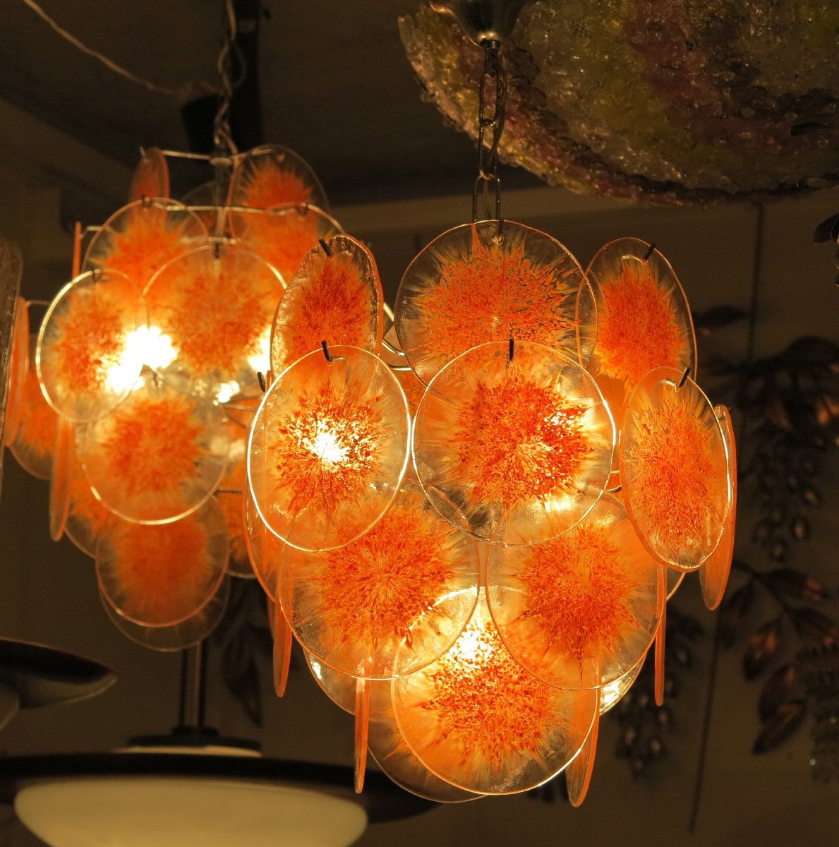 1970 ′ Venini Vistosi Style Chandelier 26 Pieces-photo-2