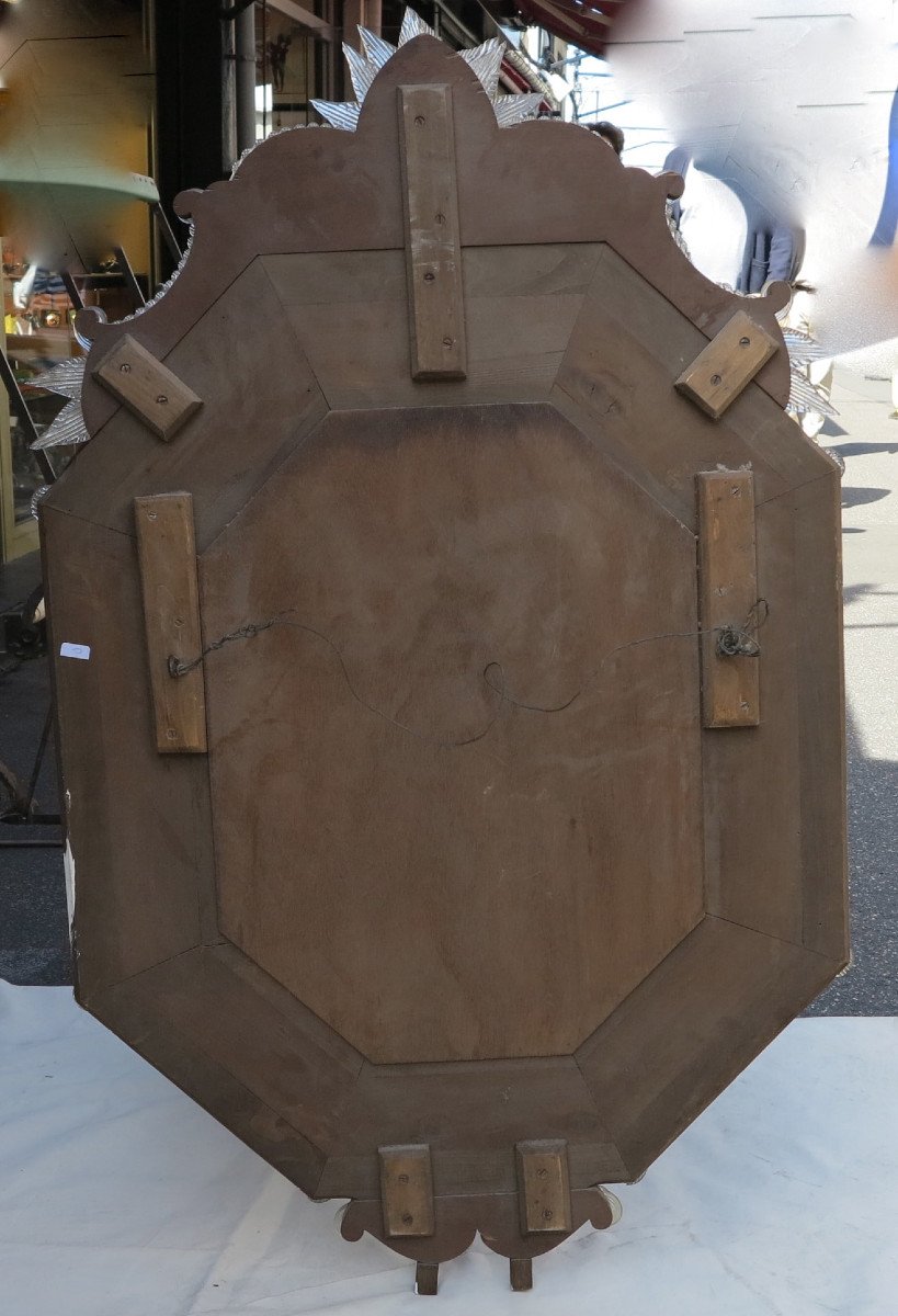 1950 'veronese Octagonal Style Mirror Parecloses With High And Low Crown-photo-2