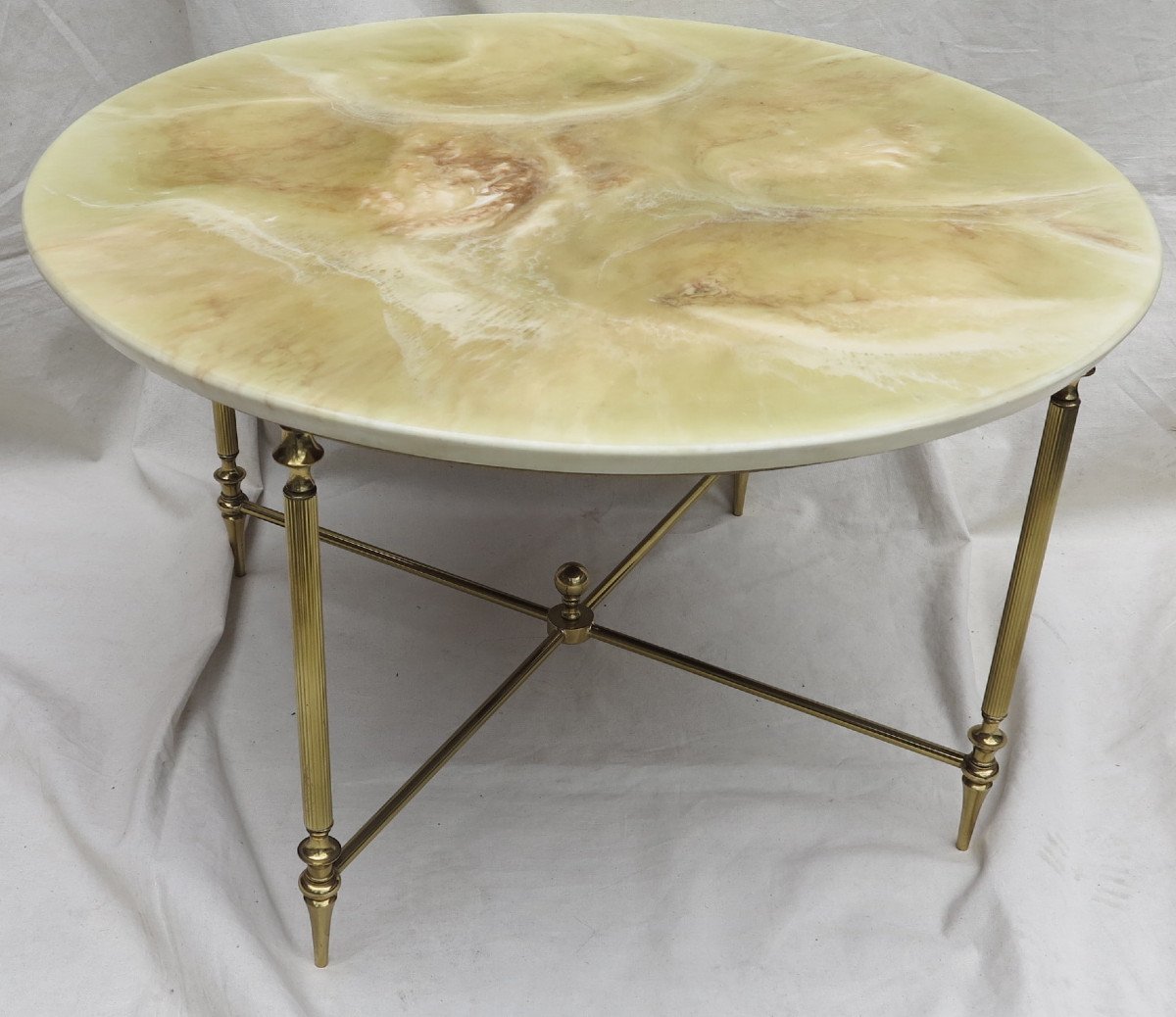 1950/70′ Table Basse Maison Baguès En Bronze Et Ses 4 Tables En Angles-photo-2