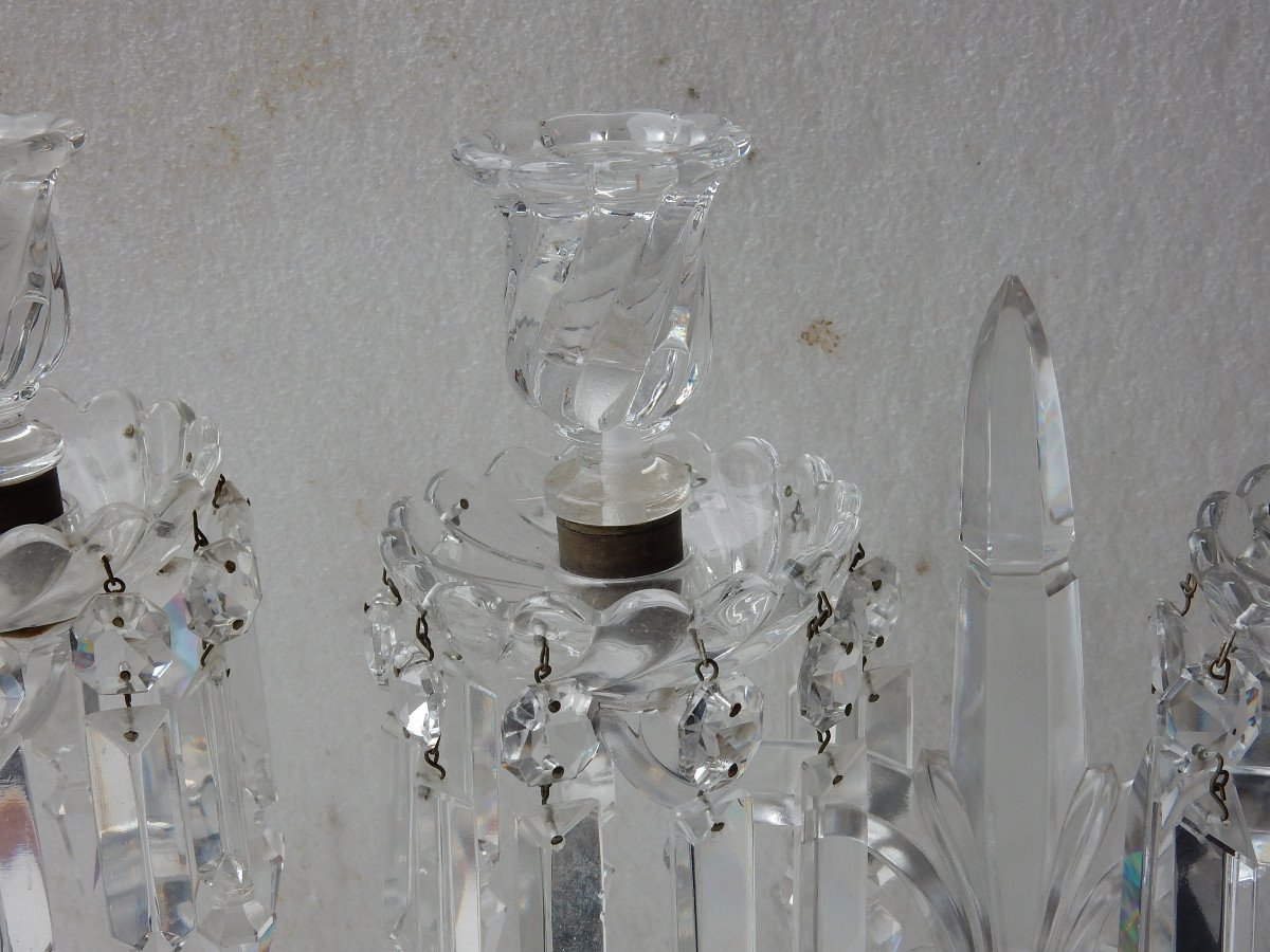1950 'pair Of Candlesticks Baccarat Model Tors Signed-photo-1