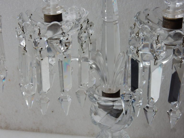 1950' Paire De Chandeliers Baccarat Modèle Tors Signée-photo-2