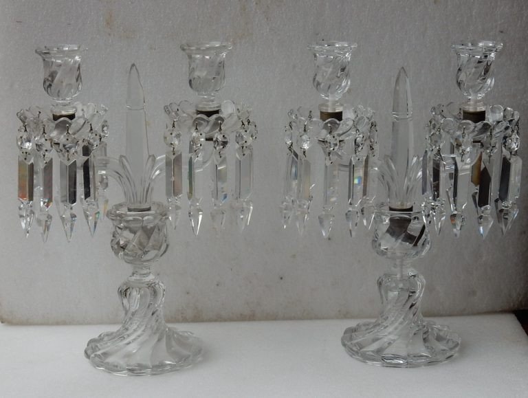 1950 'pair Of Candlesticks Baccarat Model Tors Signed-photo-4