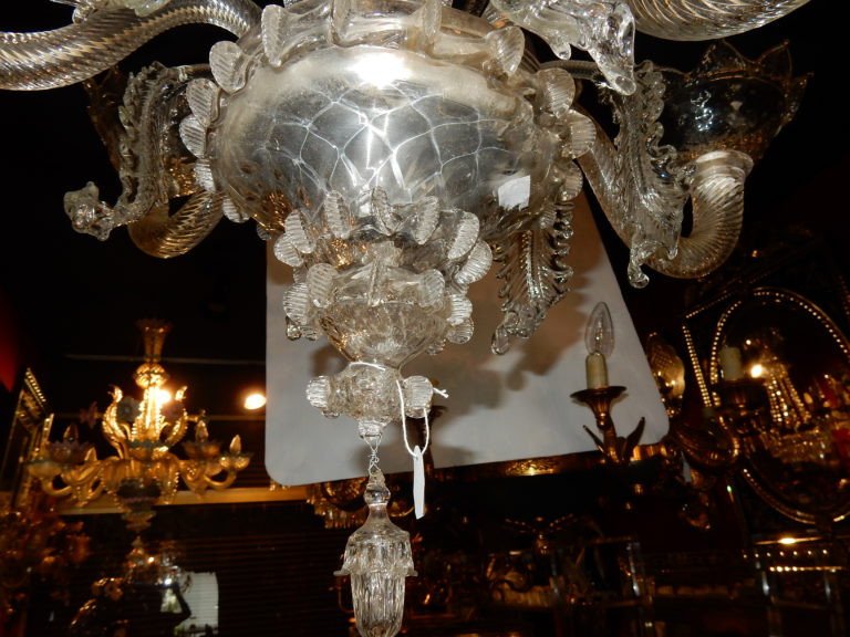 1900/20 'murano Crystal Chandelier 6 Branches-photo-3