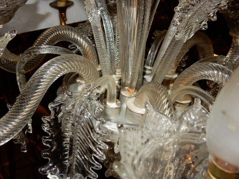 1900/20 'murano Crystal Chandelier 6 Branches-photo-1