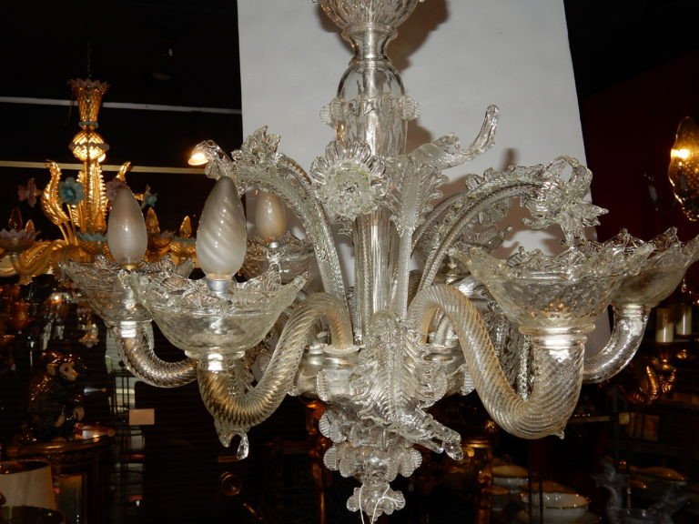 1900/20 'murano Crystal Chandelier 6 Branches-photo-3