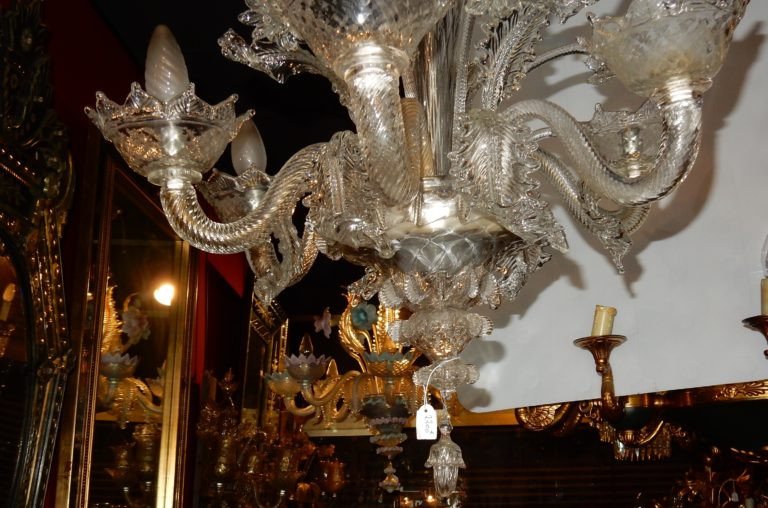 1900/20 'murano Crystal Chandelier 6 Branches-photo-4