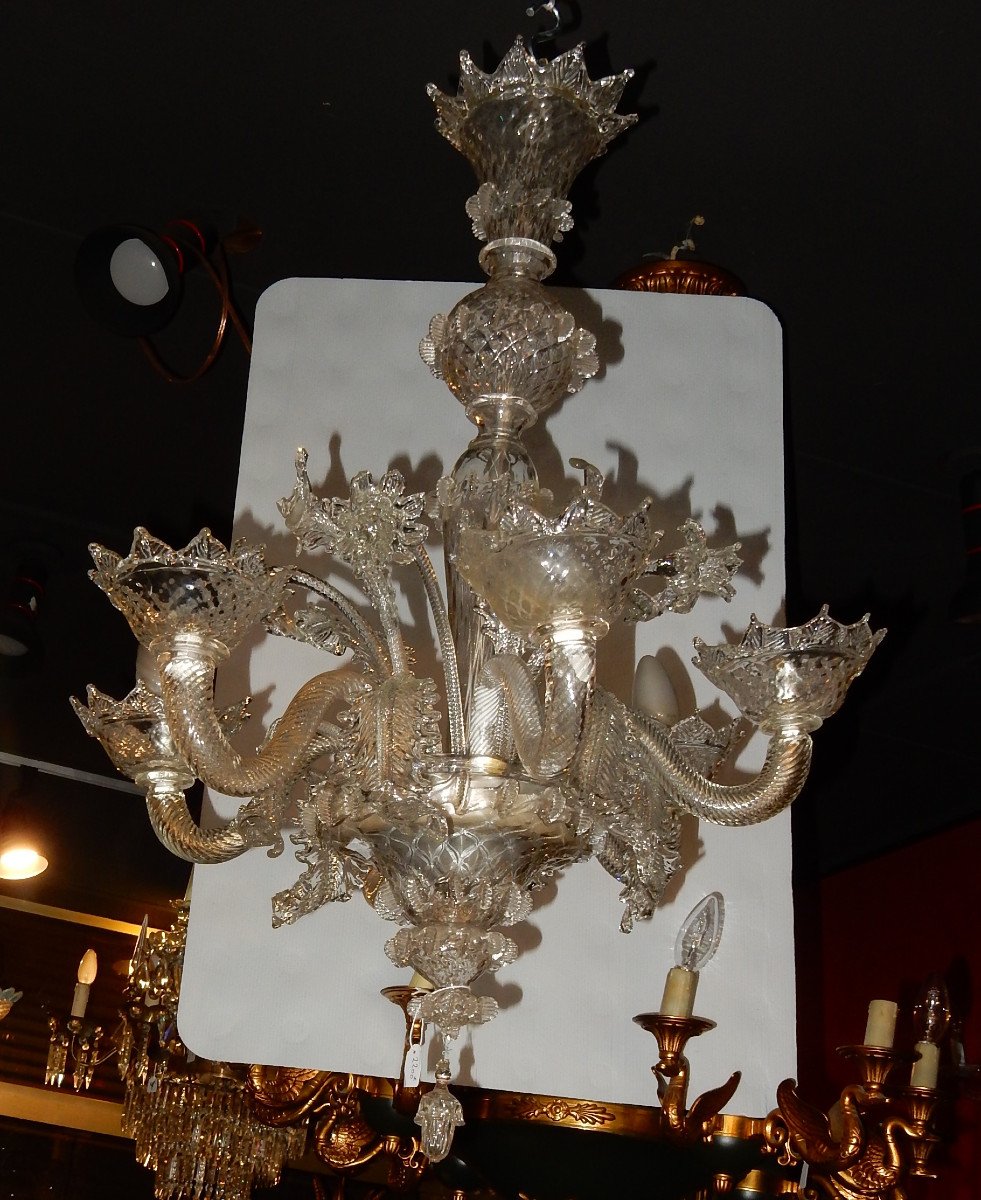 1900/20 'murano Crystal Chandelier 6 Branches
