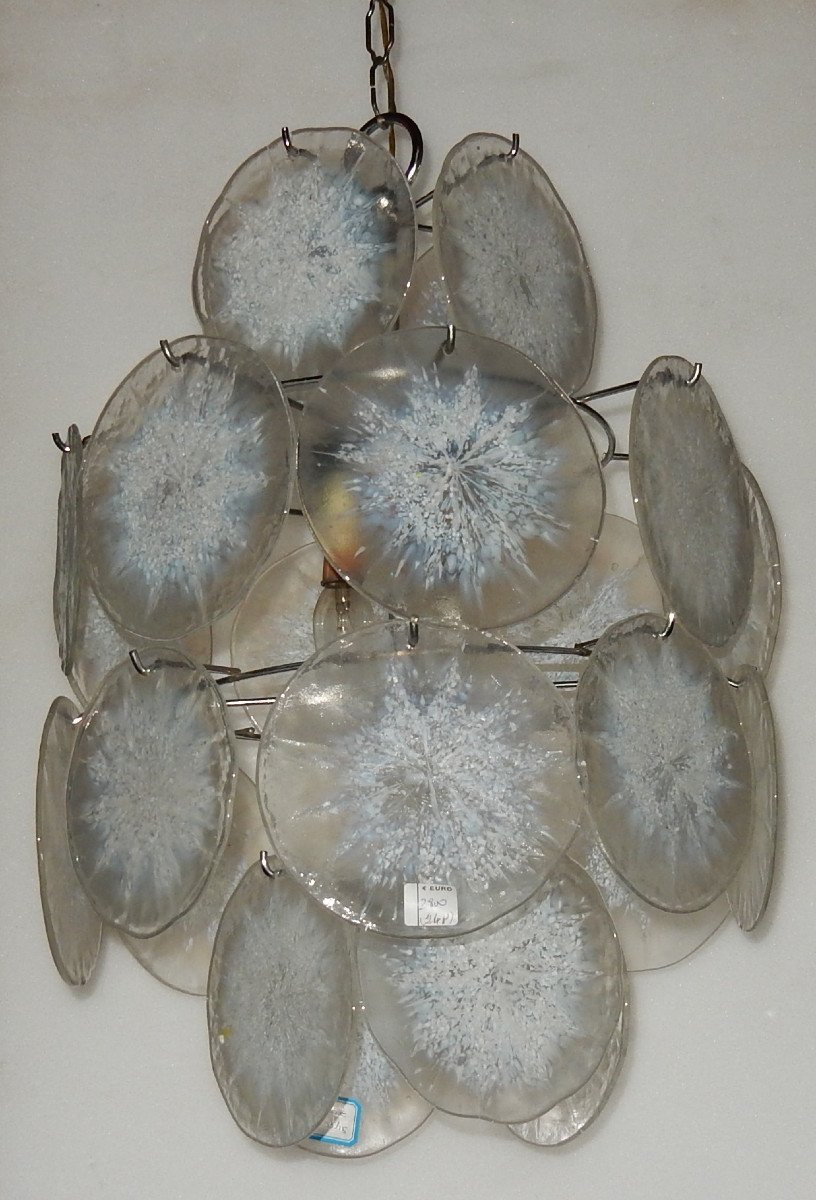 1970 ′ Vistosi Chandelier 24 Opalescent Discs-photo-2