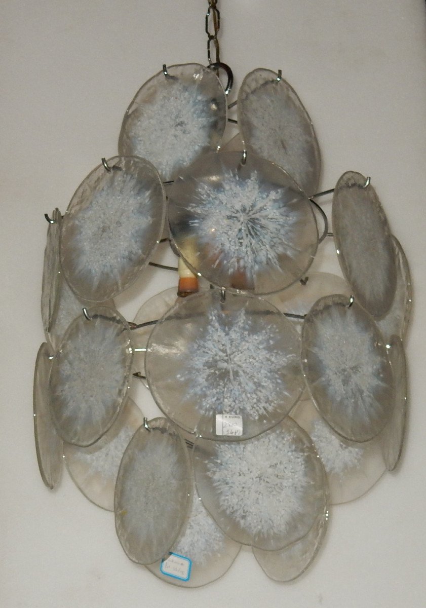 1970 ′ Vistosi Chandelier 24 Opalescent Discs-photo-2