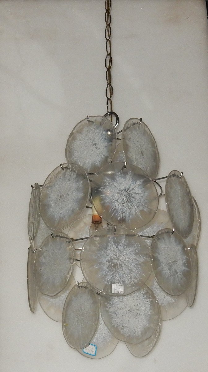 1970 ′ Vistosi Chandelier 24 Opalescent Discs