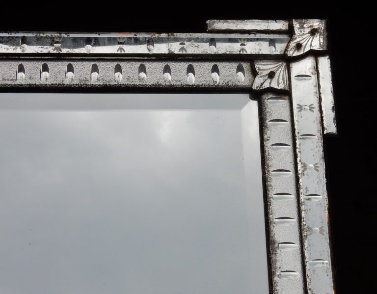 1900′ Miroir Venise A Bulles Ovales Et Fleurs 147 X 91 Cm-photo-2