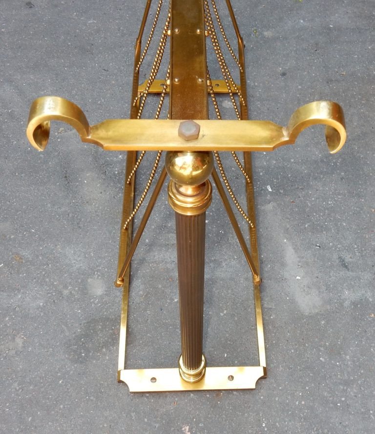 1970 ′ Maison Jansen Magazine Holder In Gilt Bronze, Oxidized Mirror Tray-photo-4