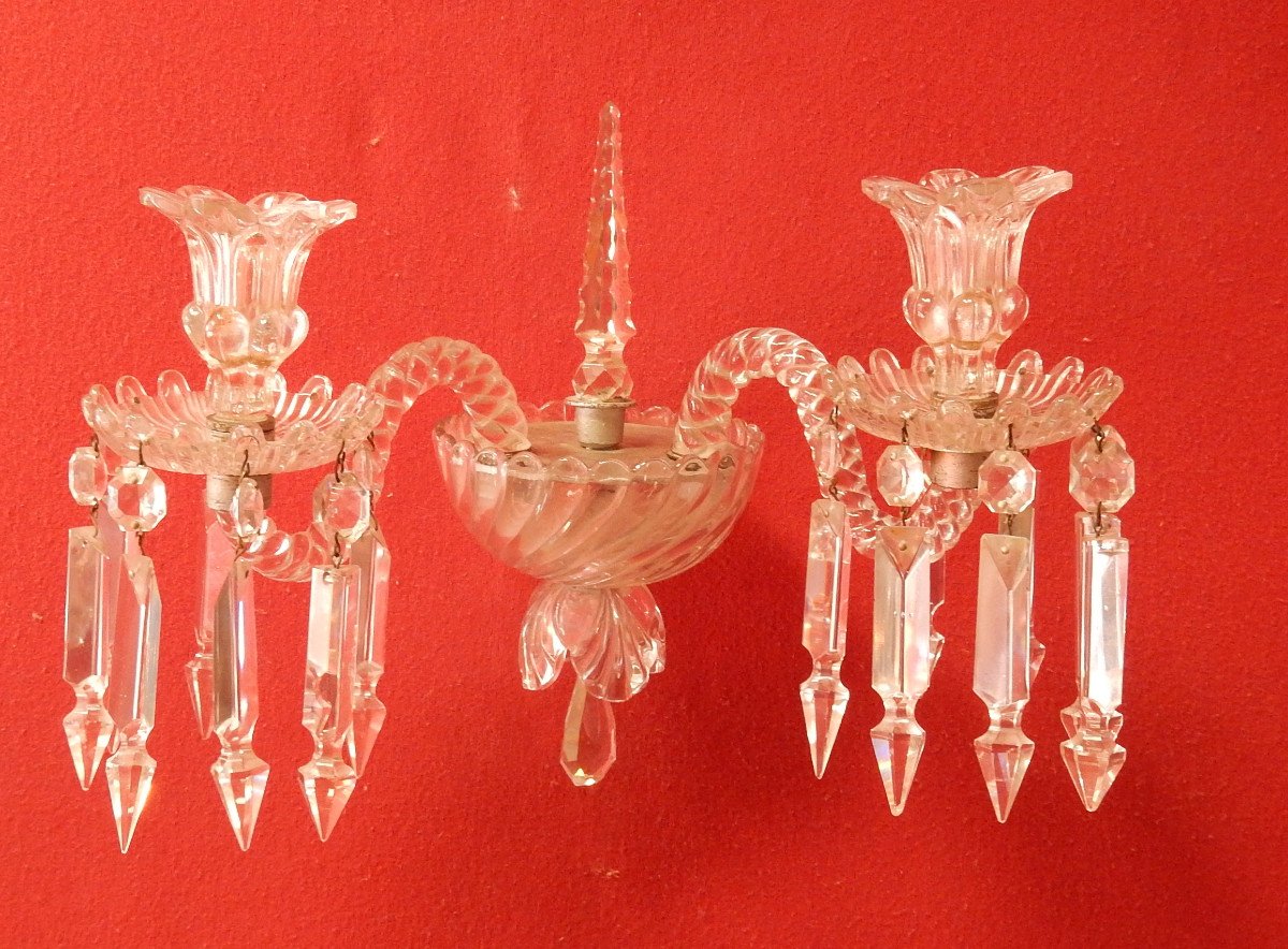 1950 ′ Pair Of Baccarat Dagger Sconces Tors Model-photo-6