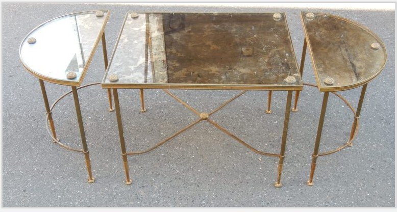 1950-70 ′ Tripartite Brass Table Style Maison Baguès-photo-2