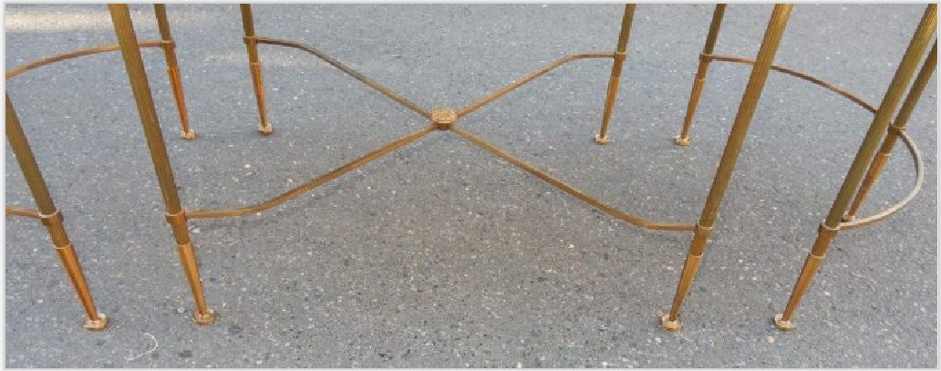 1950-70 ′ Tripartite Brass Table Style Maison Baguès-photo-3