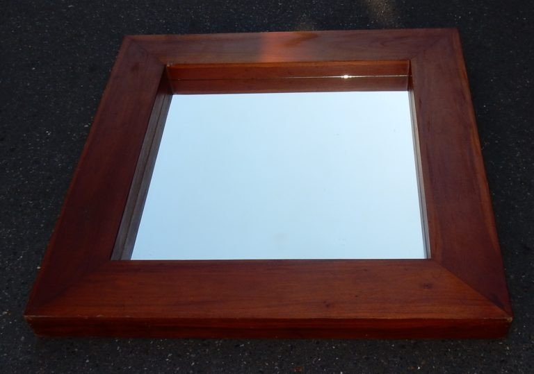 1950′ Miroir Art Deco Minimaliste Acajou Blond Style Maxime Old 100 X 100 Cm-photo-4