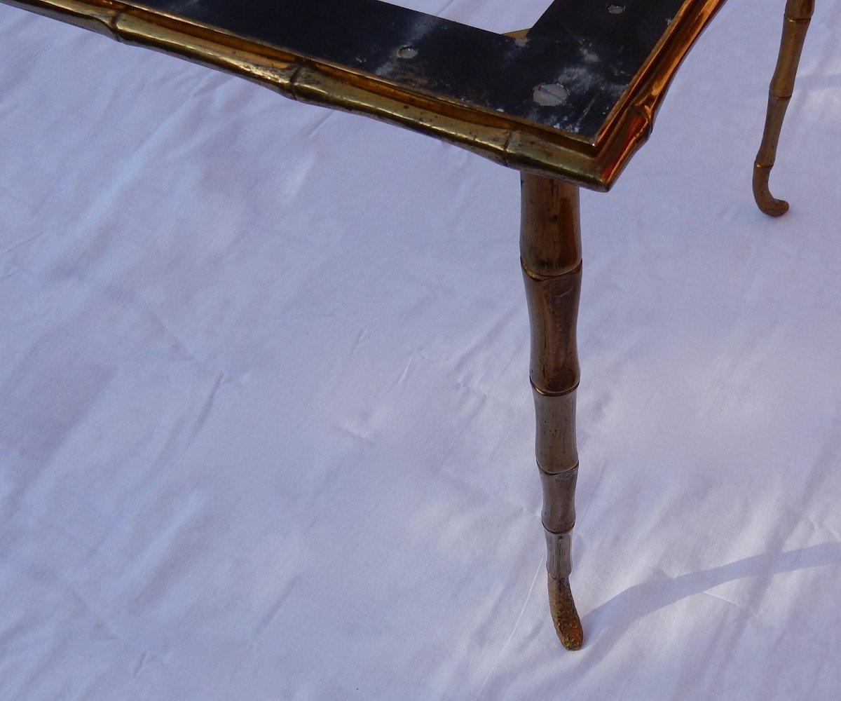 1970′ Table Basse Maison Baguès En Bronze Avec Plateau Marbre Blanc 92 X 47 Cm-photo-3