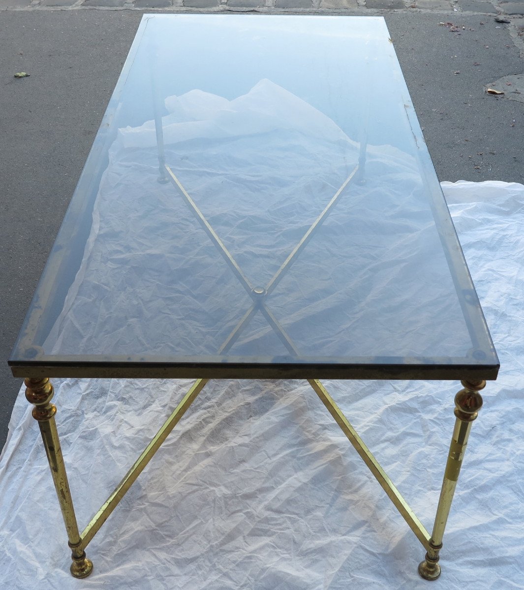 1970 'golden Metal Coffee Table With Spacer-photo-1