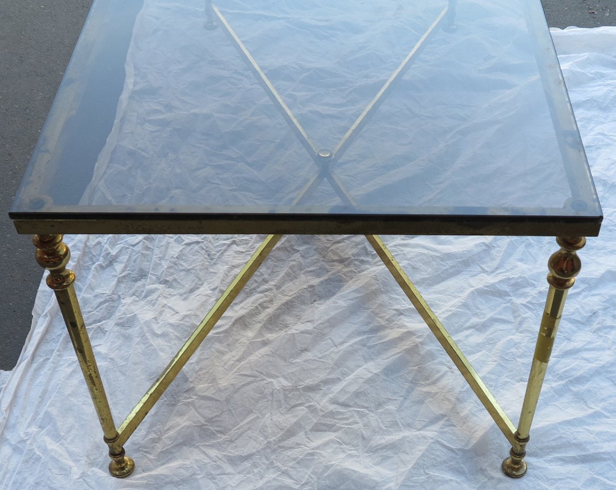 1970 'golden Metal Coffee Table With Spacer-photo-2