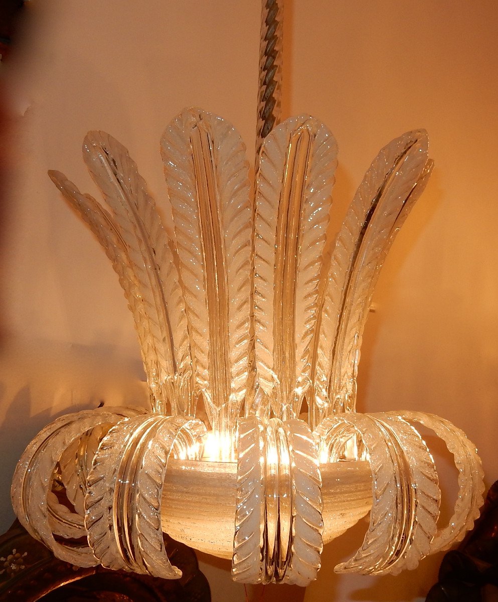 1950/70 Chandelier Jet d'Eau Barovier & Toso Di Murano H 91 D 60-photo-3