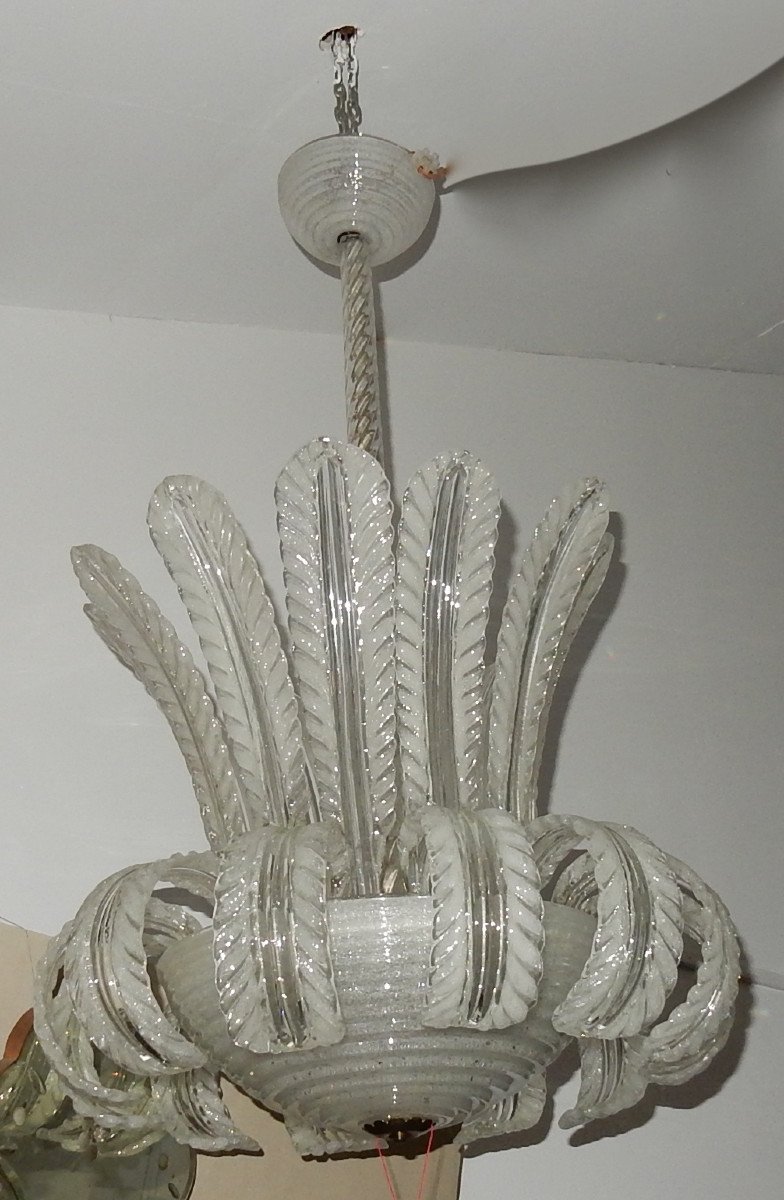 1950/70 Chandelier Jet d'Eau Barovier & Toso Di Murano H 91 D 60-photo-2