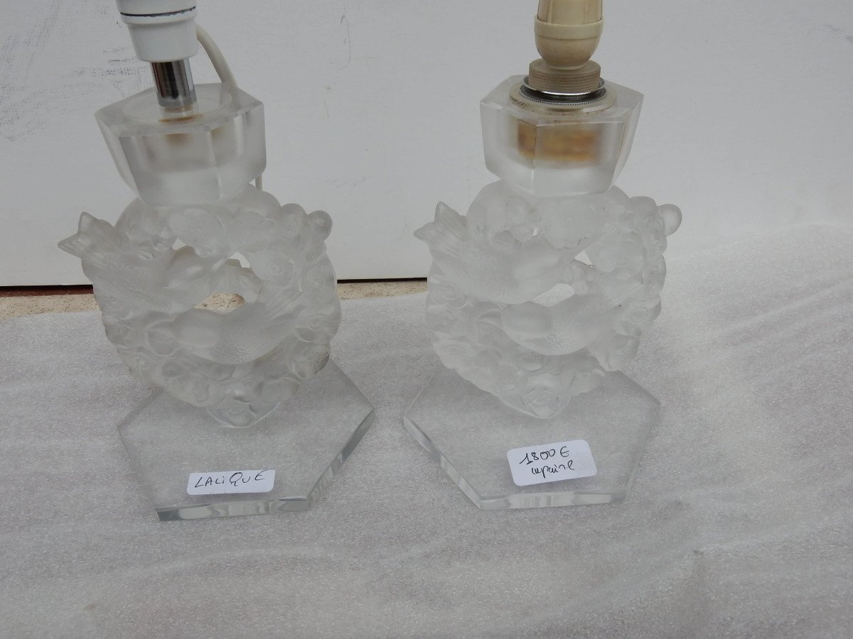 1950/70 Pair Of Lamps With Tits Signed Lalique-photo-2