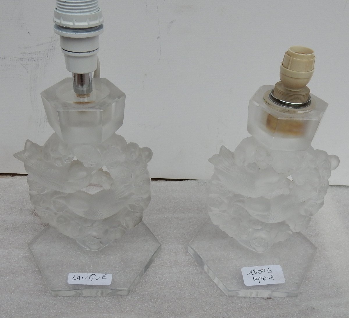 1950/70 Pair Of Lamps With Tits Signed Lalique
