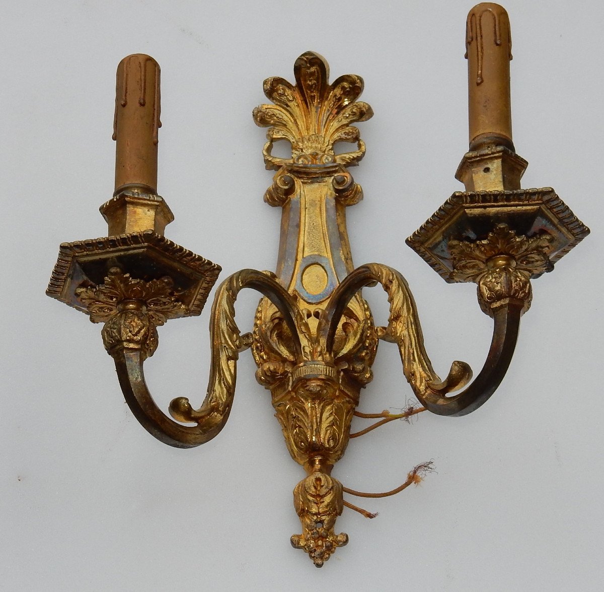 1880′ Paire D’appliques En Bronze Doré Style Louis XIV-photo-2