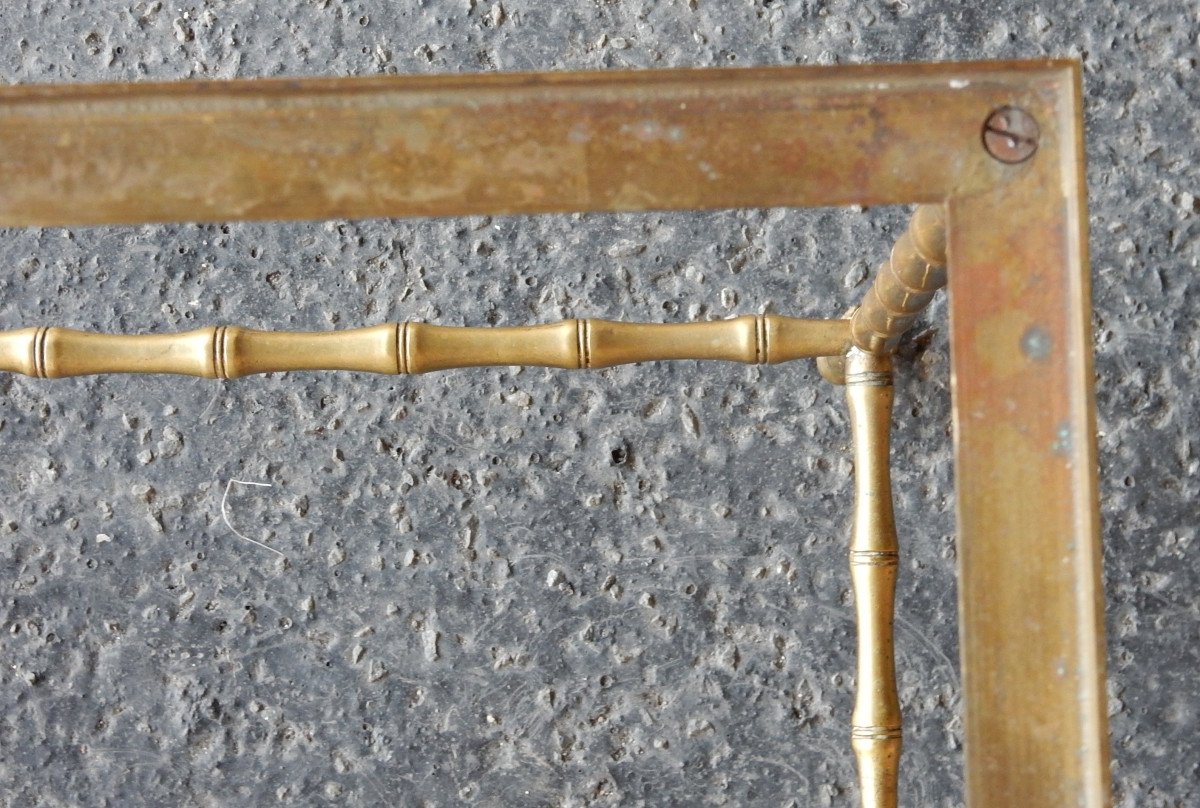 1950/70 ′ Bronze Coffee Table Bamboo Decor Tray Red Chinese Lacquer Dlg Maison Baguès 50x35cm-photo-2