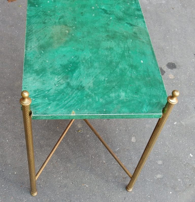 1970 ′ End Of Sofa Aldo Tura Damascened Brass-photo-3