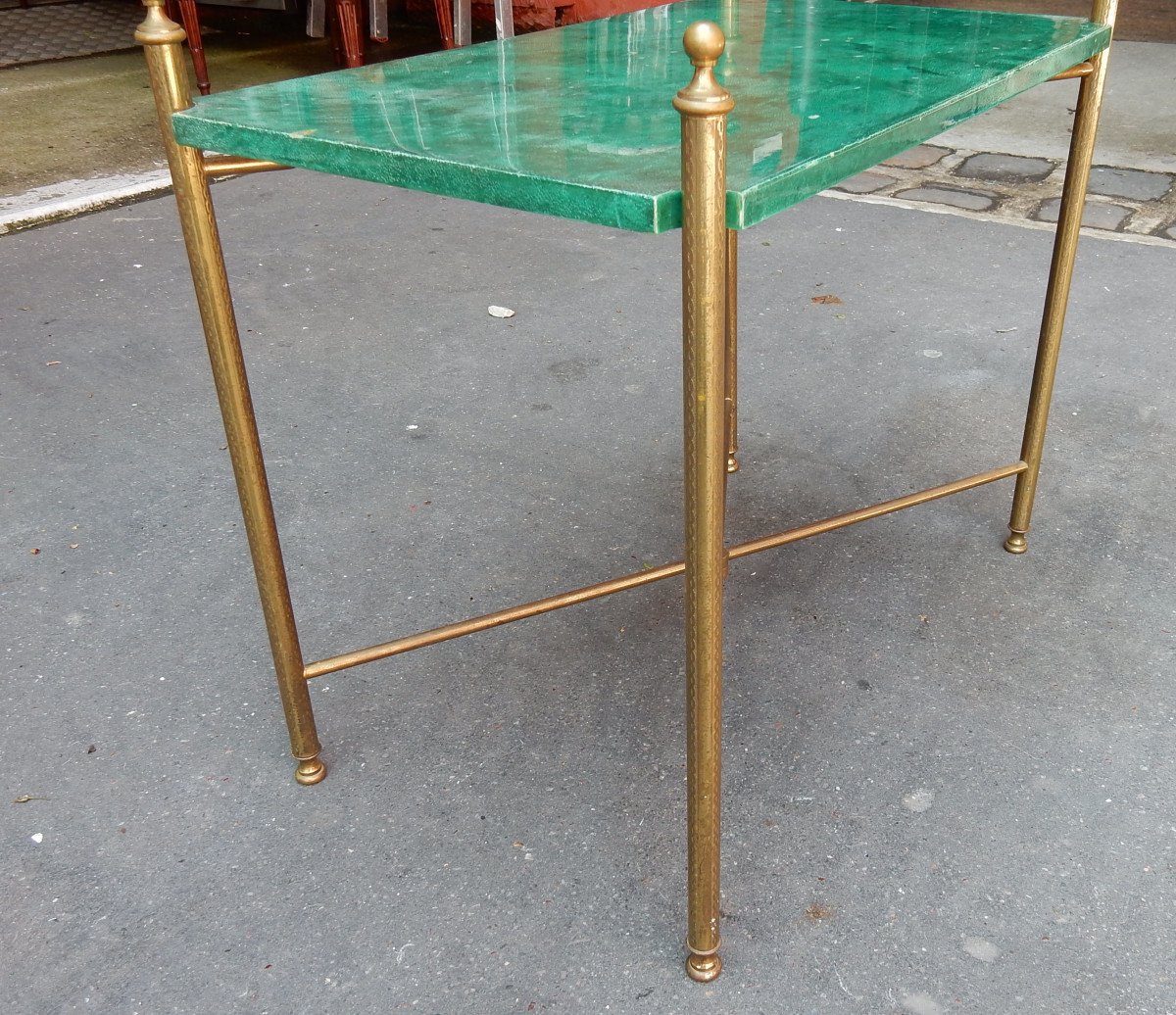 1970 ′ End Of Sofa Aldo Tura Damascened Brass-photo-1