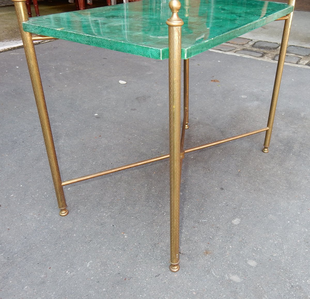 1970 ′ End Of Sofa Aldo Tura Damascened Brass-photo-2