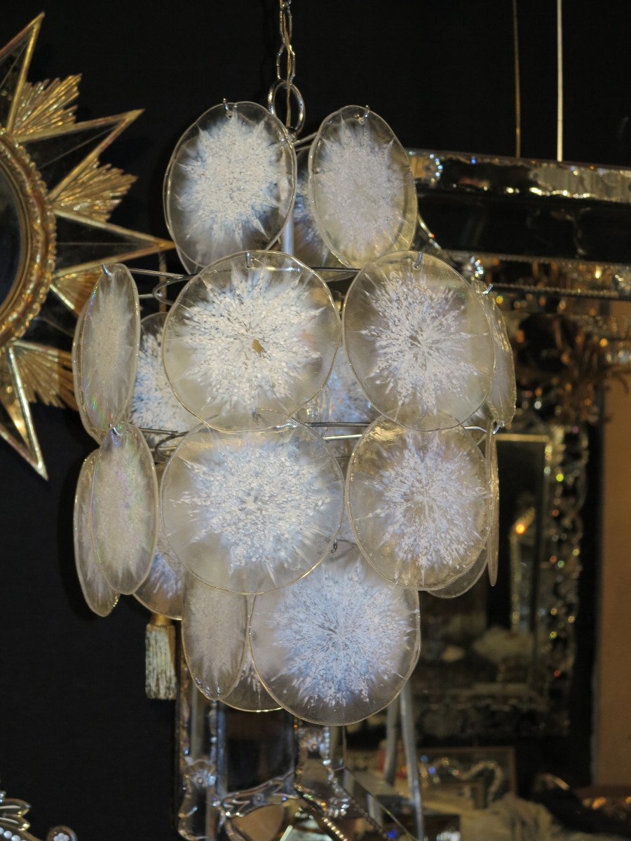 1950/70 ′ Vistosi Chandelier 24 Opalescent Crystals-photo-1