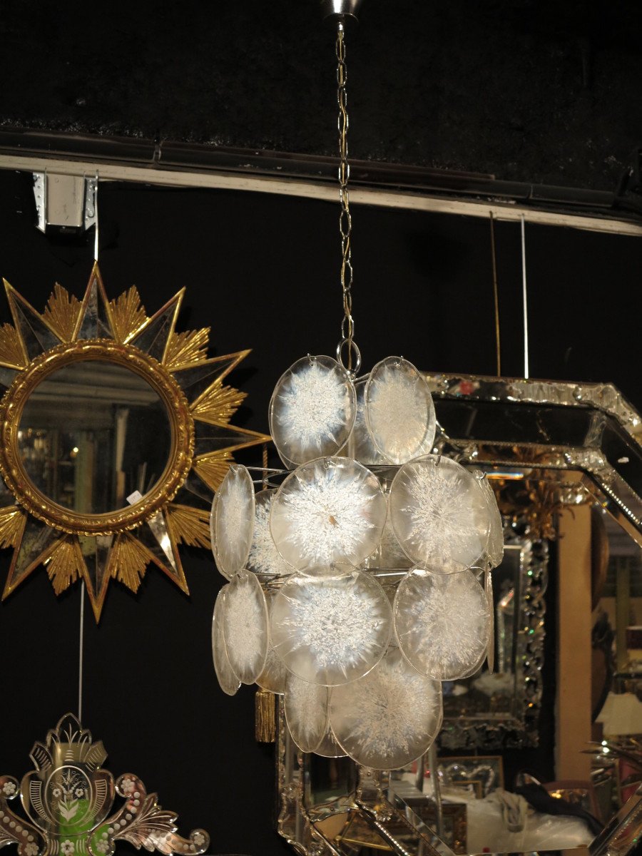 1950/70 ′ Vistosi Chandelier 24 Opalescent Crystals-photo-2