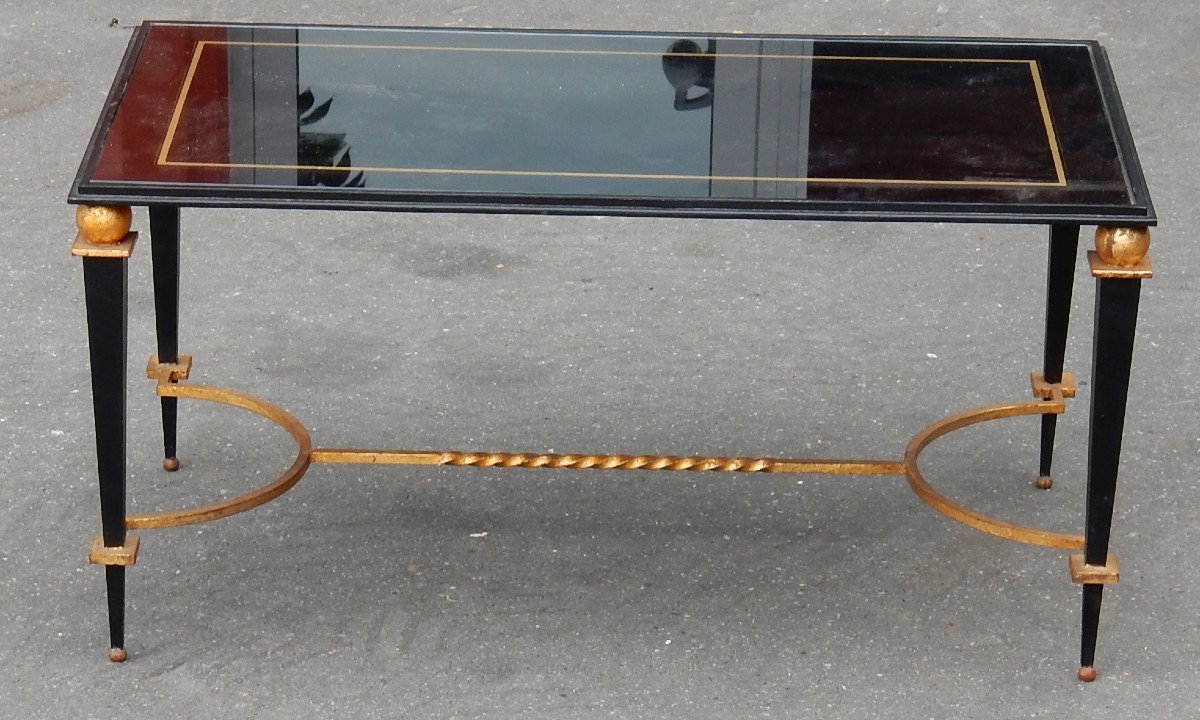 1950 ′ Coffee Table In Iron Painted And Gilded With Gold Style G. Poillerat-photo-4