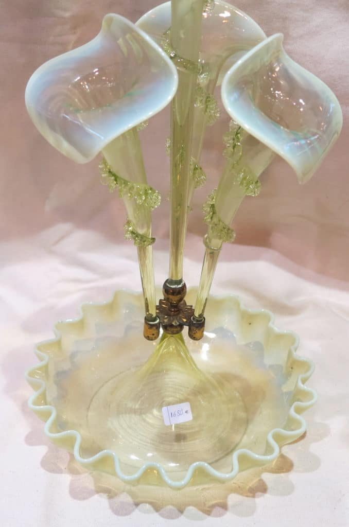 1880/1900 Opalescent Glass Cup With 4 Napoleon III Cornets-photo-4