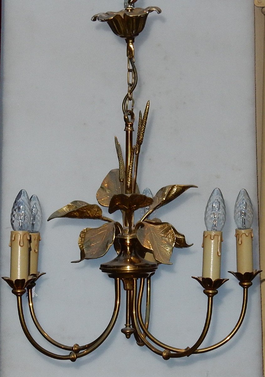 1970 'chandelier Aux Plantins Style Maison Jansen