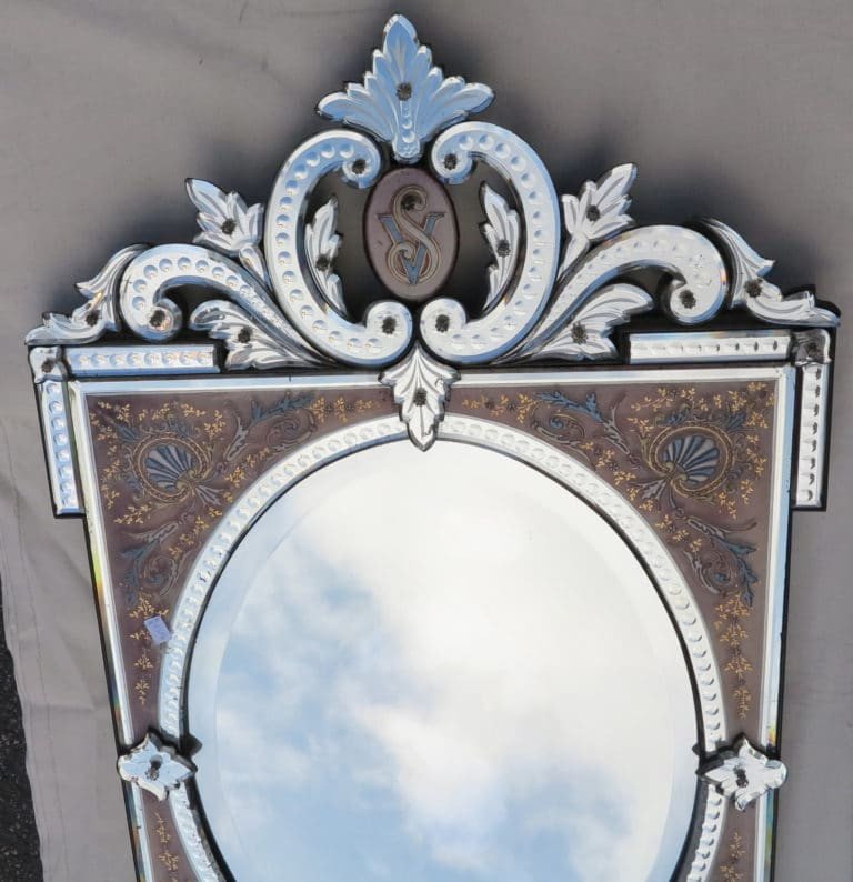 1880/1900 Miroir Napoléon III Émaillé Sur Cartouches Colorées-photo-1