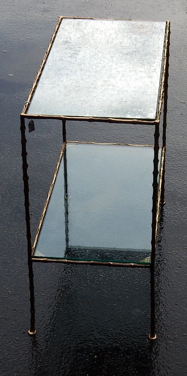 1970 ′ End Of Sofa In Bronze Maison Baguès Oxidized Mirrored Trays 65x31x H59 Cm-photo-2