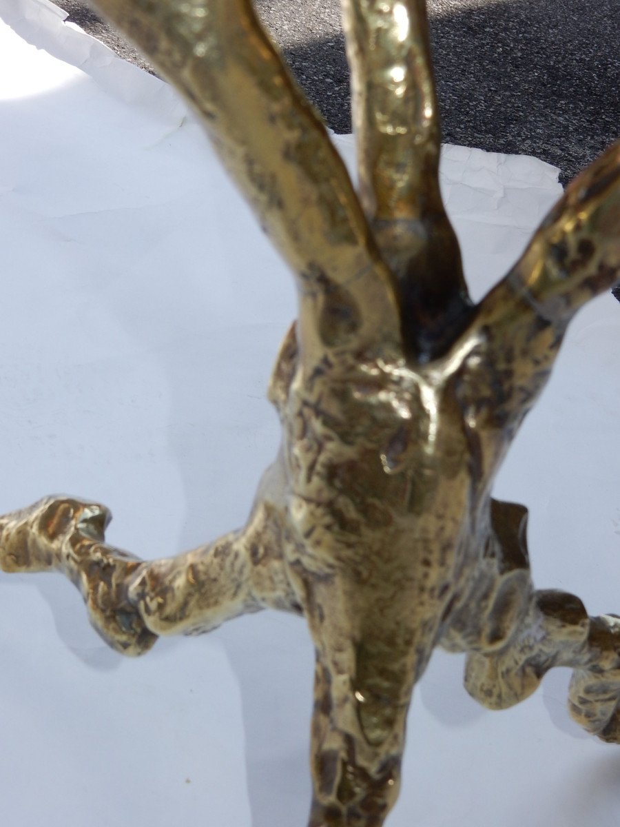 1970′ Table Basse Aux Branchages Bronze Doré Dlg Agostini Diamètre 75 Cm-photo-1